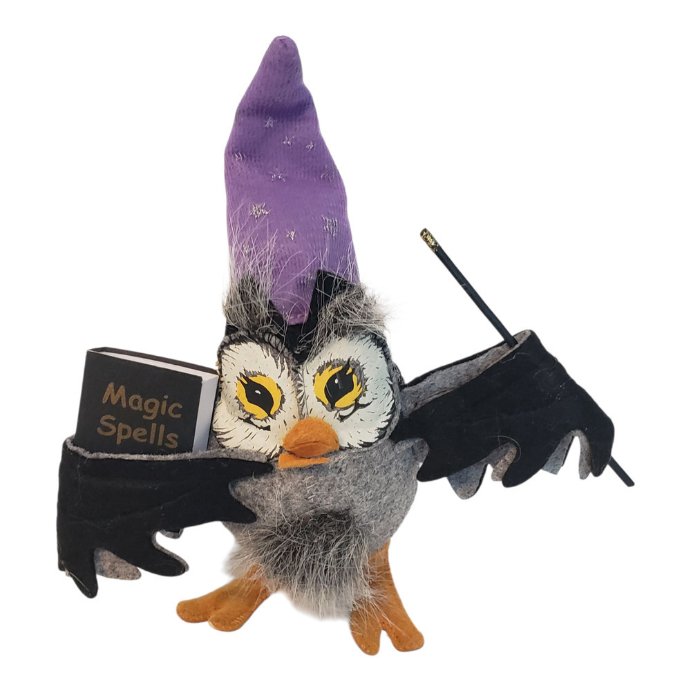 Vintage Annalee Wizard Owl Figurine 2007 Halloween Magic Spells Book & Wand - Picture 2 of 11